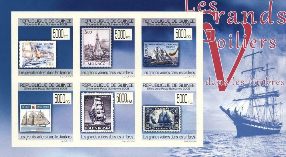 (918814) Stamp on Stamp, Ship, Guinea - imperf. -