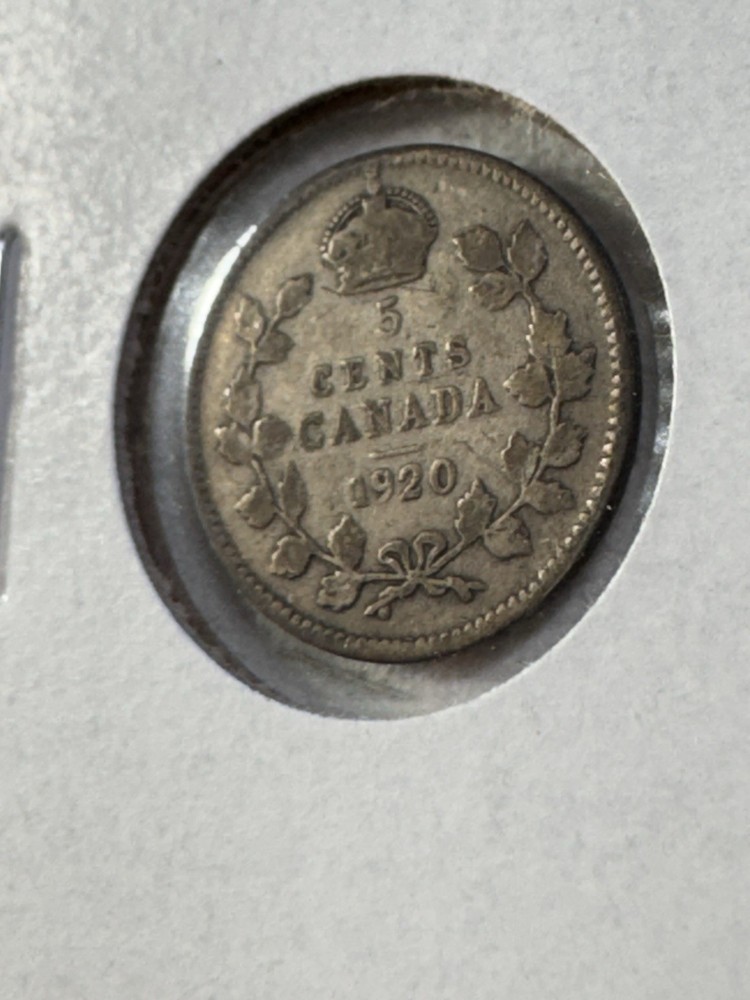 1920 Canada 5 Cents Silver Coin