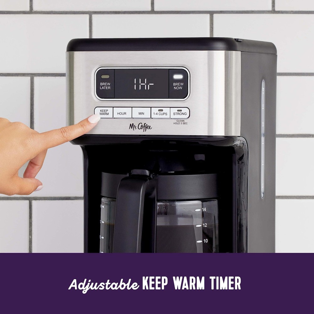 Mr. Coffee 14 Cup Programmable Maker Stainless Steel 14 cup, Silver