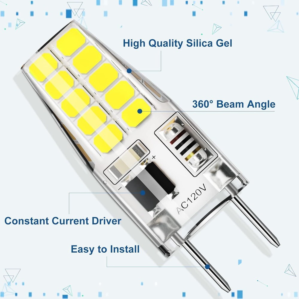 6PCS Dimmable G8 Led Bulb Daylight White 120V T4 20w Under Cabinet Light Bulb