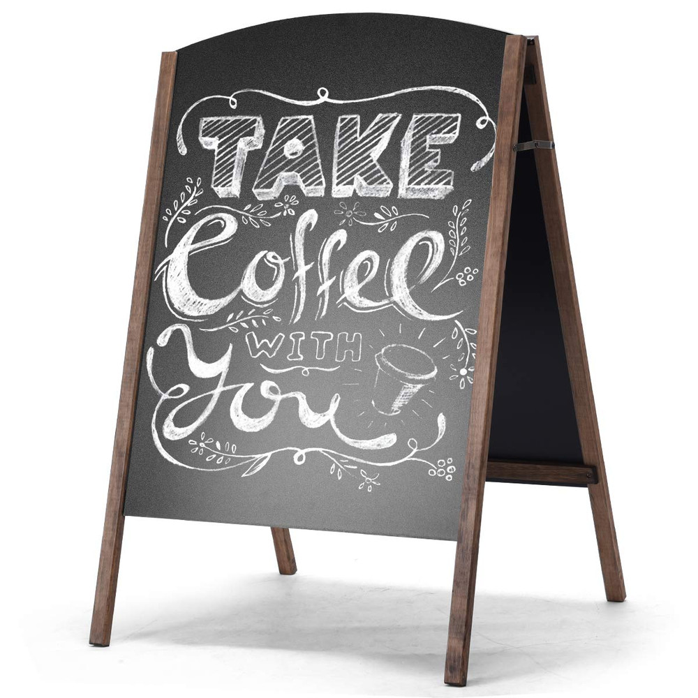 A-Frame Wooden Chalkboard, Double-Sided Rustic Standing Blackboard, Removable Ar