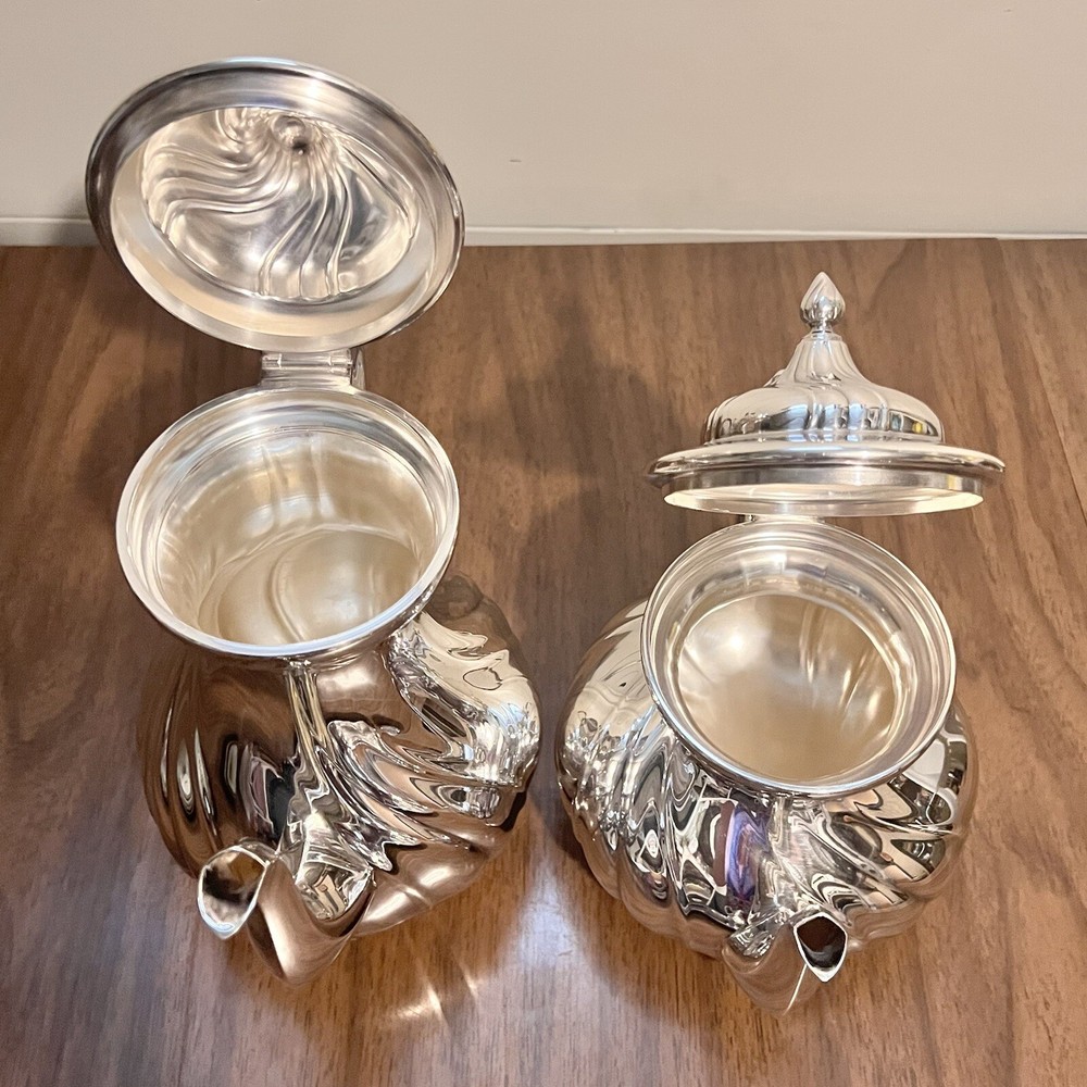 WMF Silver plate Coffee Tea Set 5pc with Tray 18in Swirl Pattern Germany