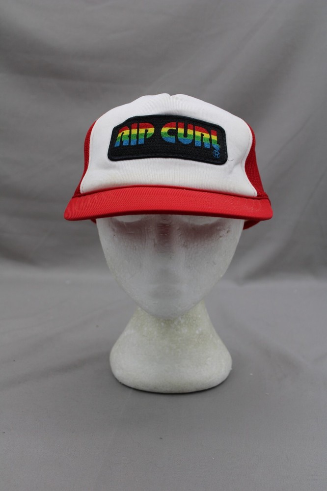 Vintage Surf Hat - Rip Curl Rainbow Patch Trucker Hat - Adult Snapback