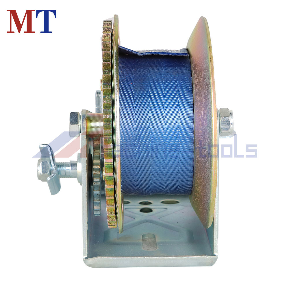 Blue 3500lbs Hand Winch Boat Use Manual Winch W/ 10m (32ft) Strap Winch