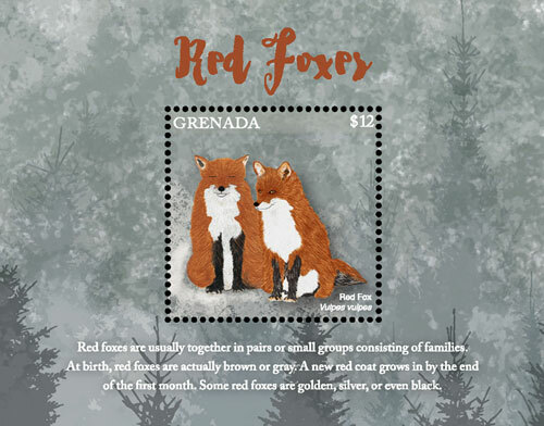 Grenada 2017 - Red Foxes - Souvenir Sheet - MNH