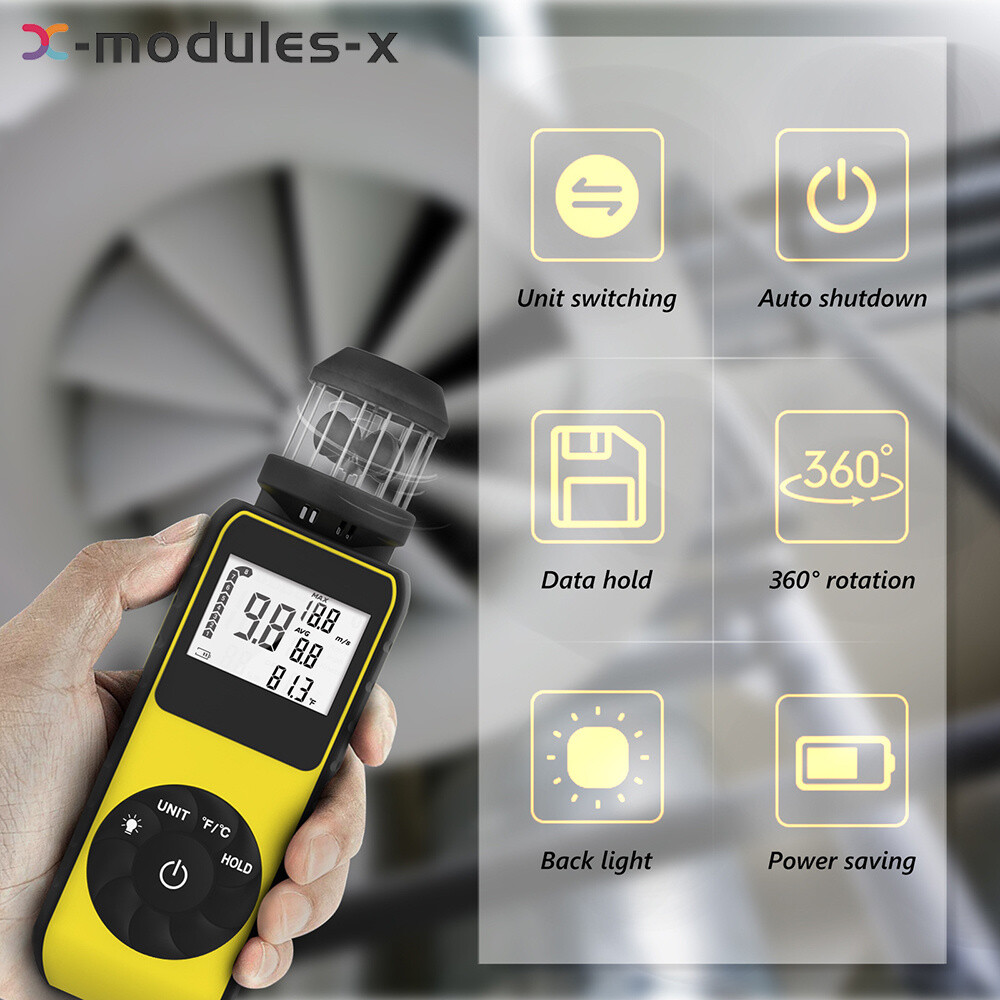 Digital Cup Anemometer Compass Measure Wind Temperature 360°Rotating + Backlight