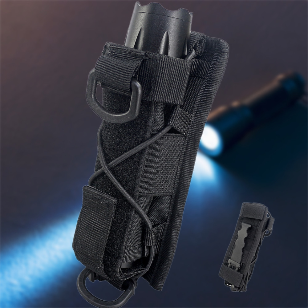 Tactical Molle Open Top Flashlight Tools Holder for Vertical&Horizontal Carrying