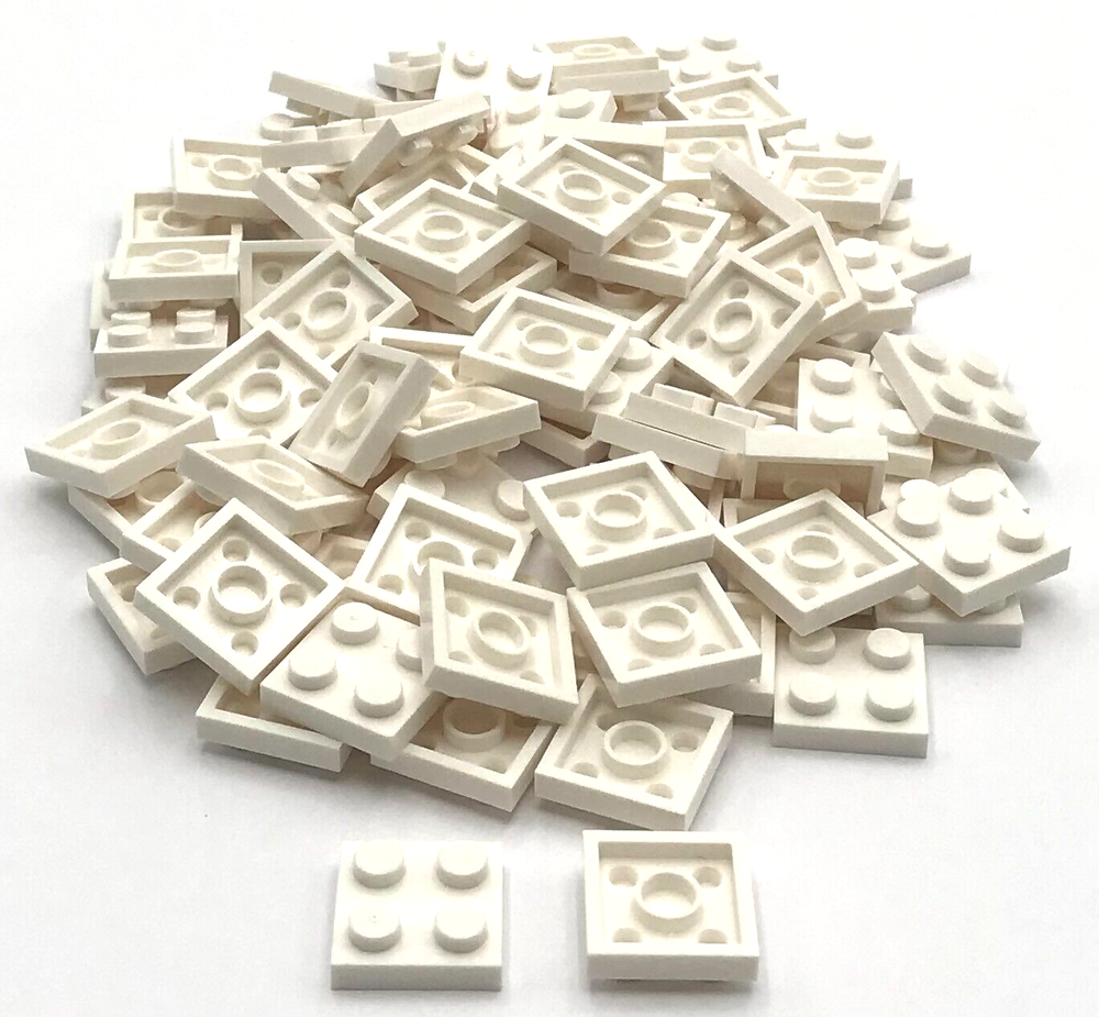 Lego 100 New White Plates 2 x 2 Stud Pieces