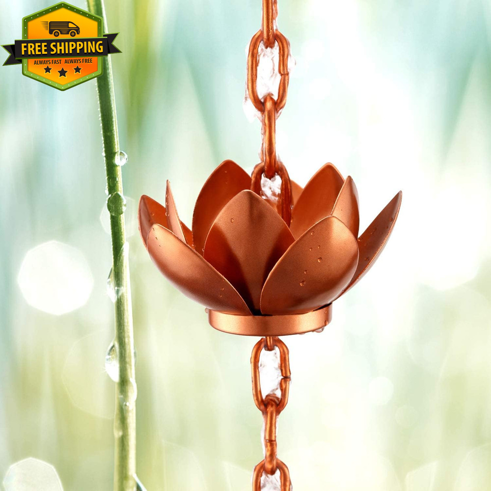 Copper Rain Chain 8.5ft Gutter Downspout Decorative Garden