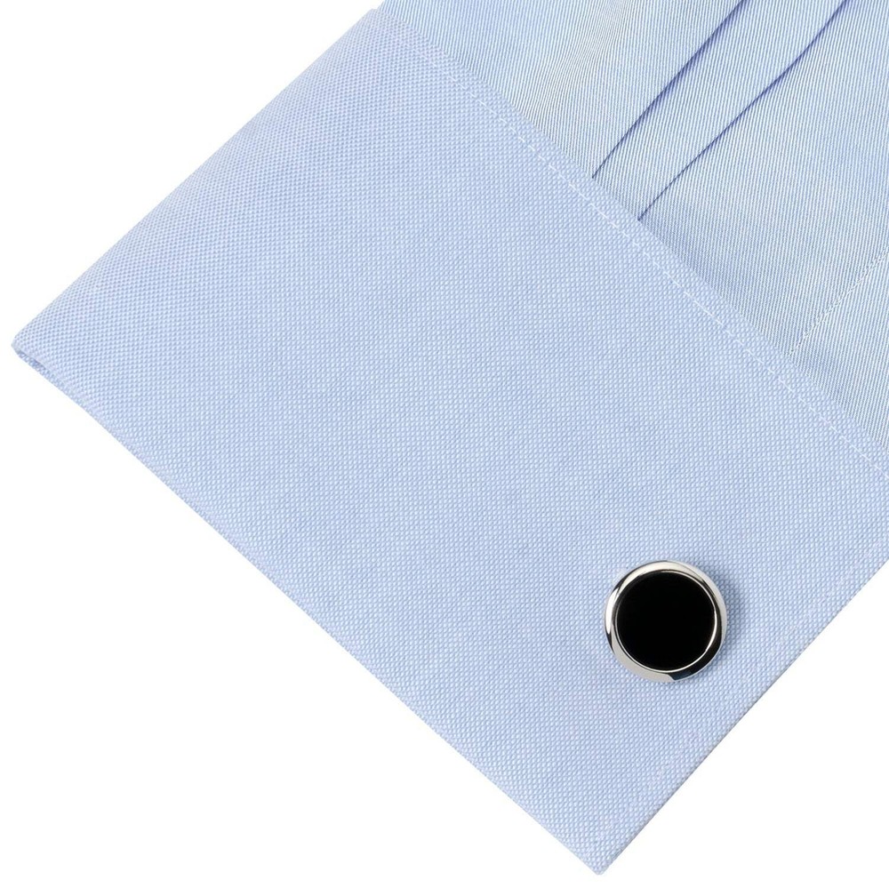 Double Sided Onyx Round Beveled Cufflinks