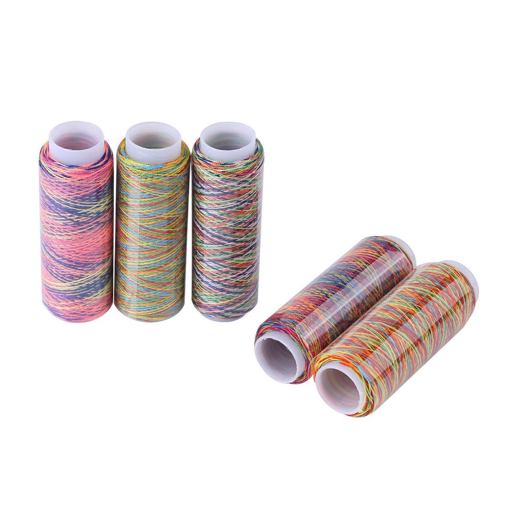 5pcs Multicolor Gradient Sewing Quilting Embroidery Thread Spools Garment