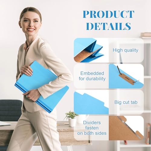 Pcs Classification Folders Letter Size, 1 Divider Pressboard File 48 Blue