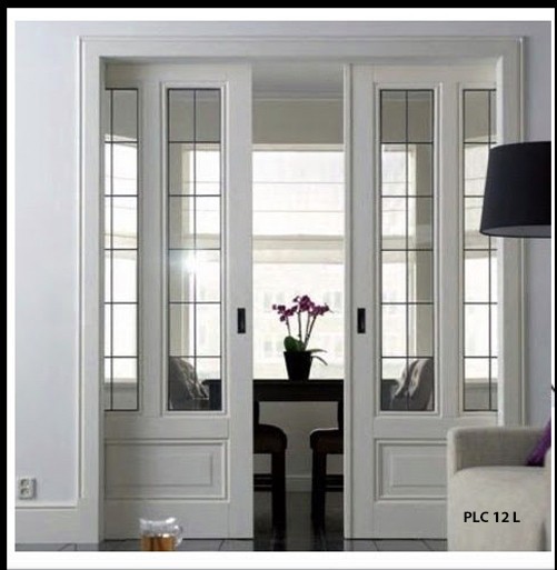 Pocket Doors with   Leaded Glass panels  Wow