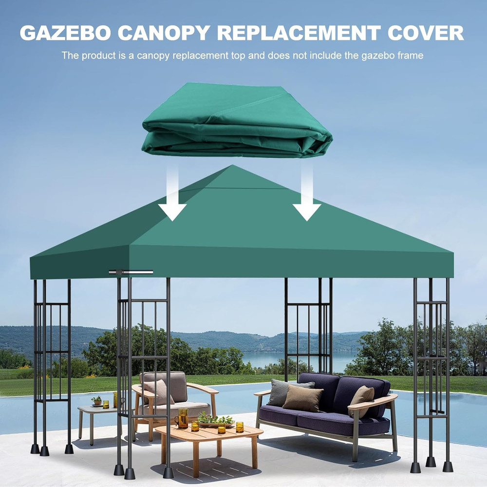 10X10 Gazebo Canopy Replacement Top, 300D High-Density Waterproof Single Layer G