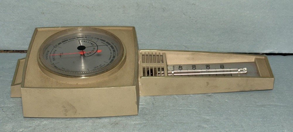 Taylor Wall Mounted Thermometer / Barometer 9.5" Tall Tan Plastic