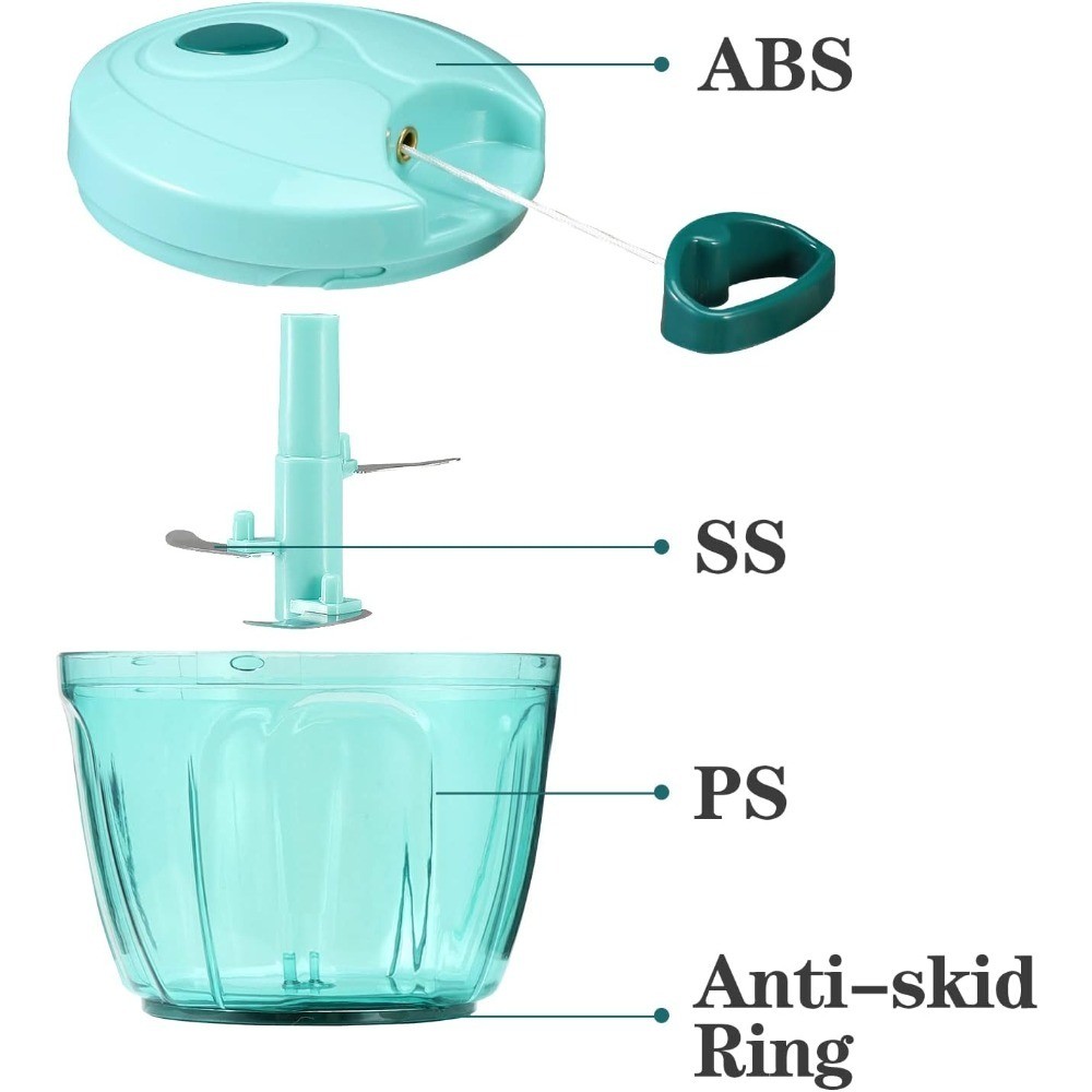 Manual Food Chopper Vegetable Cutter, 650ml Hand-Pulled String Chopper