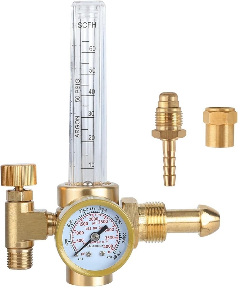 Precision Argon/CO2 Welding Regulator with Adjustable Flow & Pressure Gauge