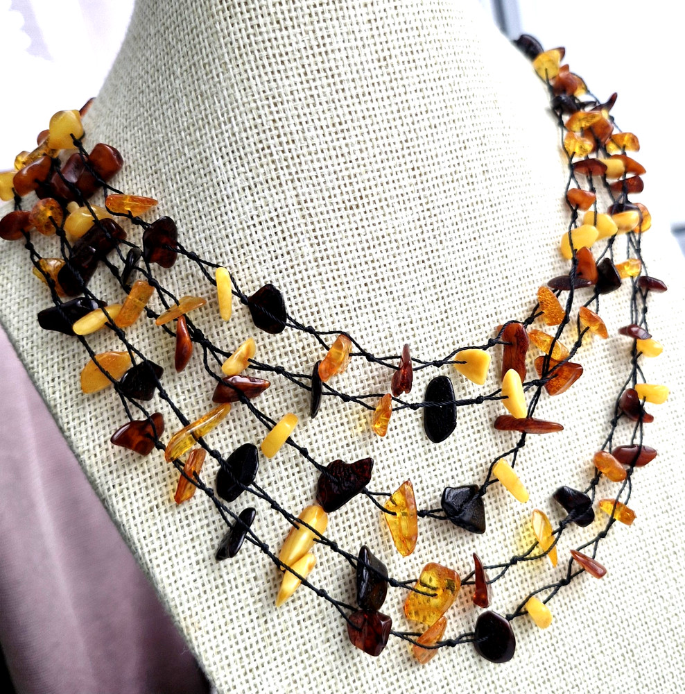 5-Line Genuine Baltic Amber Necklace
