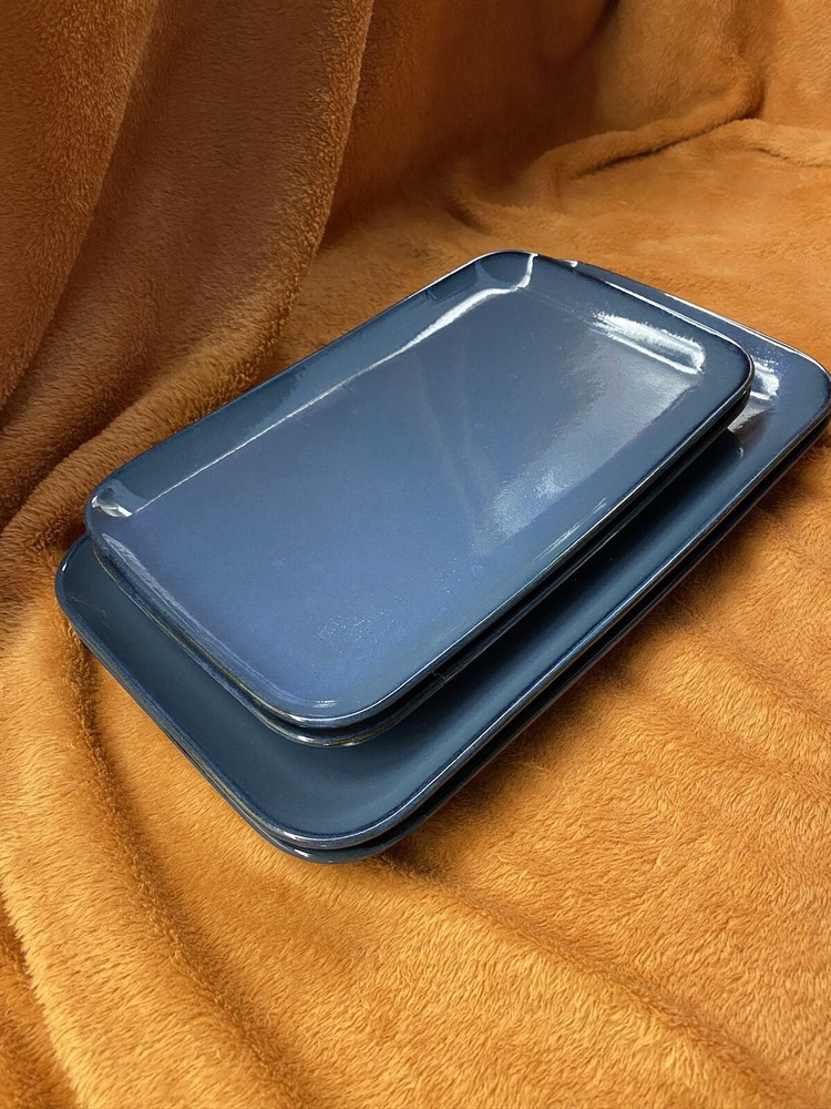 KOOV 2x Large 2x Medium Serving Trays Plates Rectangular Blue