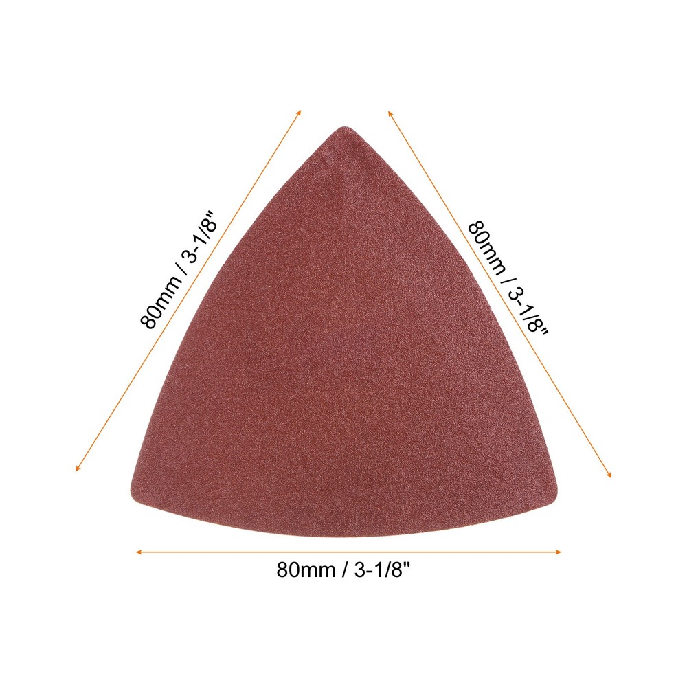 60pcs 240 Grits 80mm Aluminum Oxide Triangular Hook & Loop Sandpapers Pads