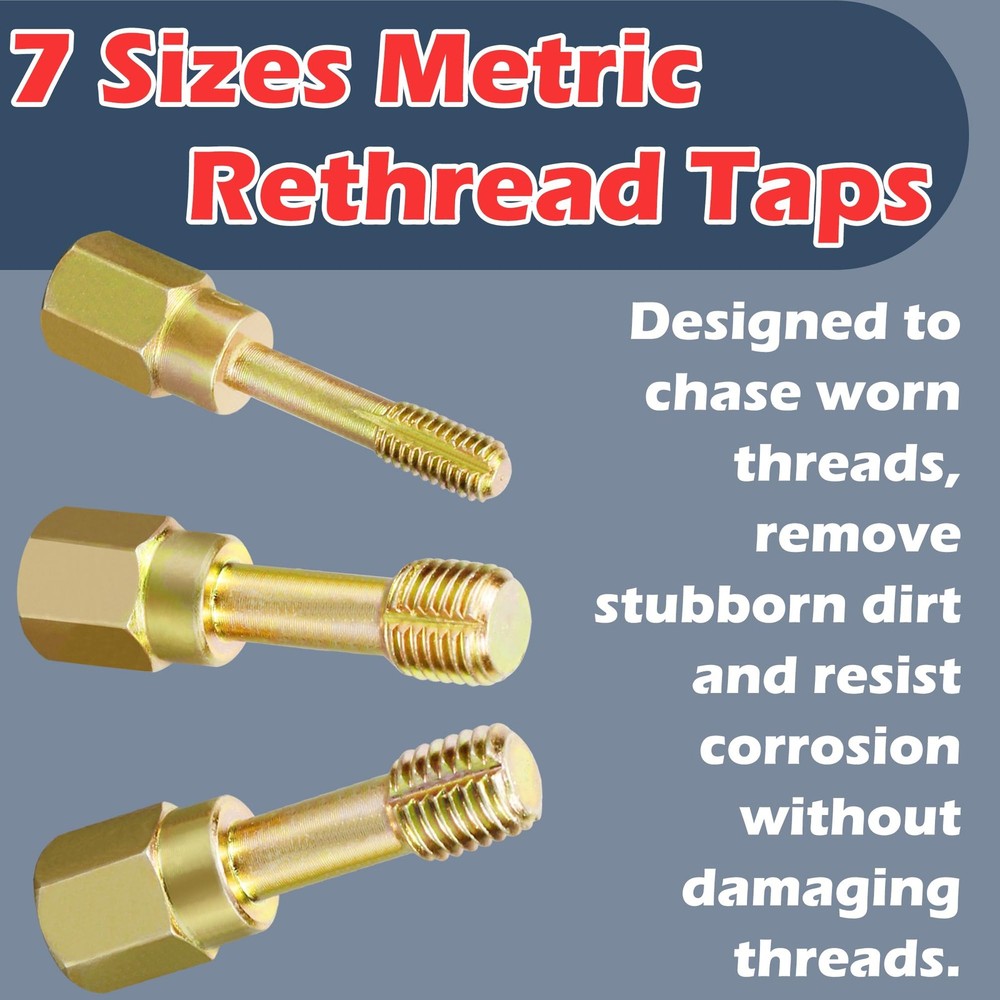 15 Piece Metric Thread Chaser Set Master Thread Rethreading Kit Universal M6 ...