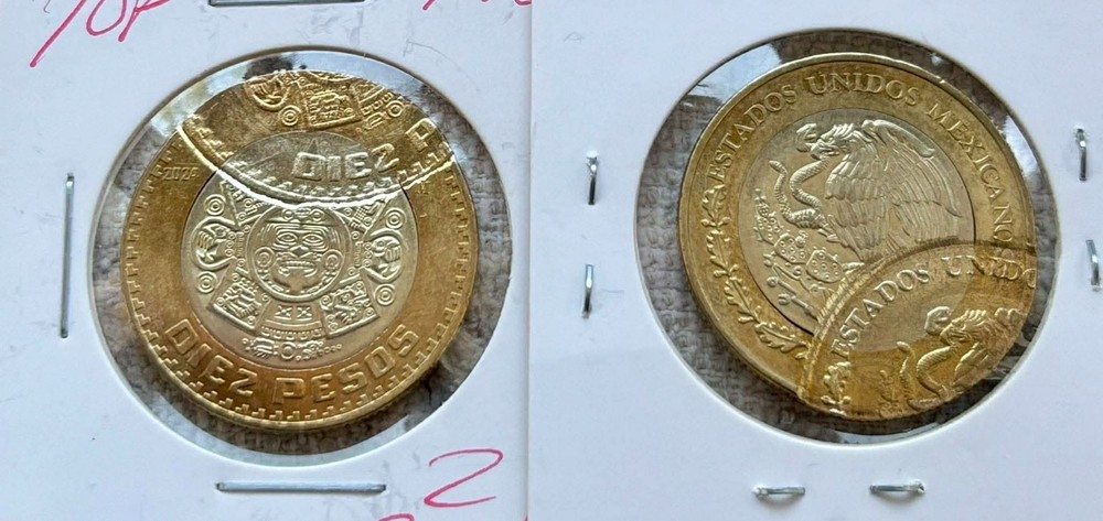 2024-25 MEXICO $10 PESOS ERROR TWO STROCK ONE