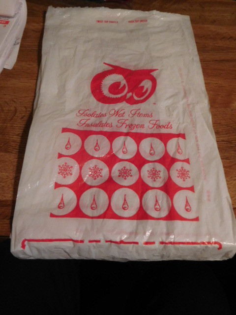 3 unused  vintage plastic Red Owl Bags