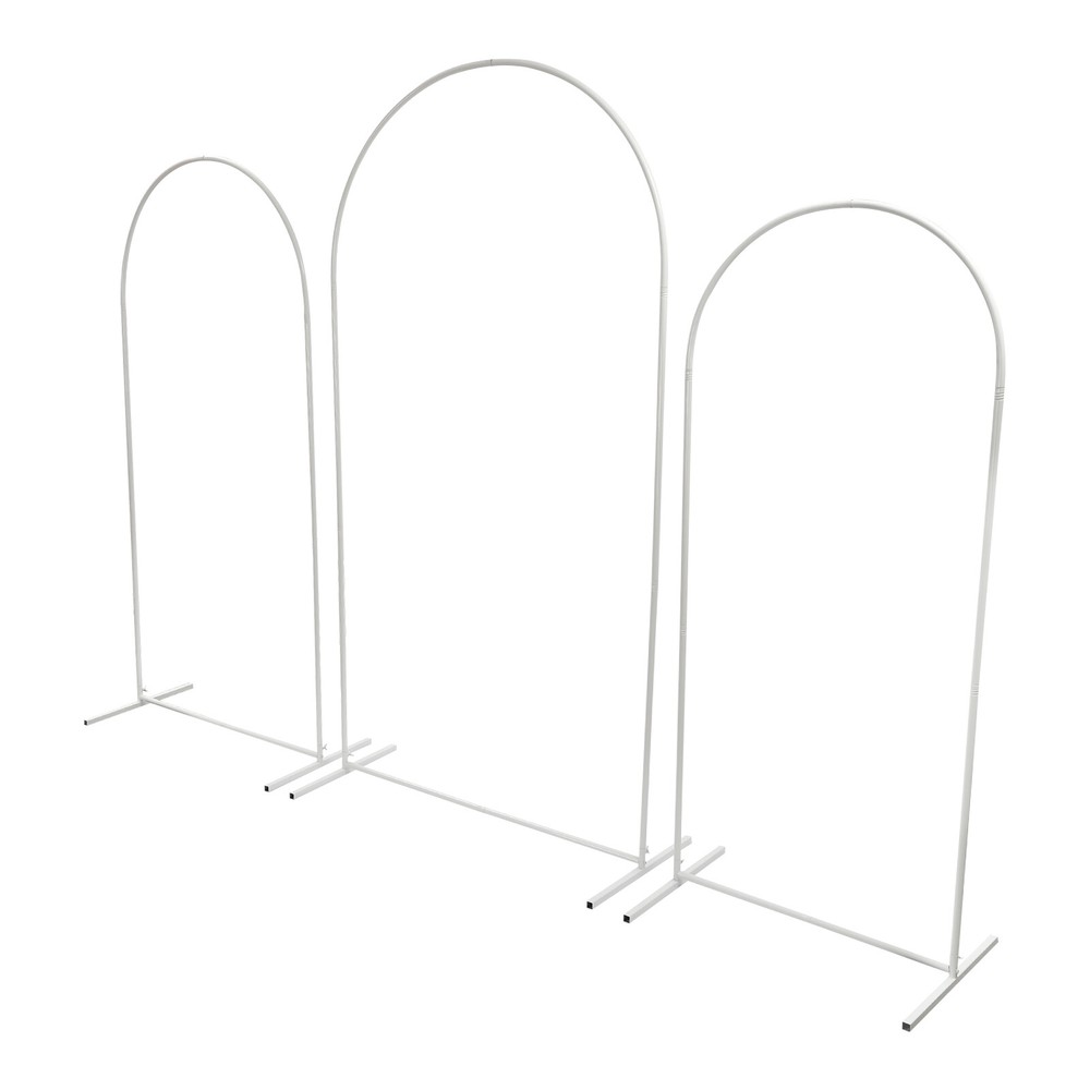 3X White Arch Backdrop Stand Set Wedding Arch Stand Backdrop Decor with Covers