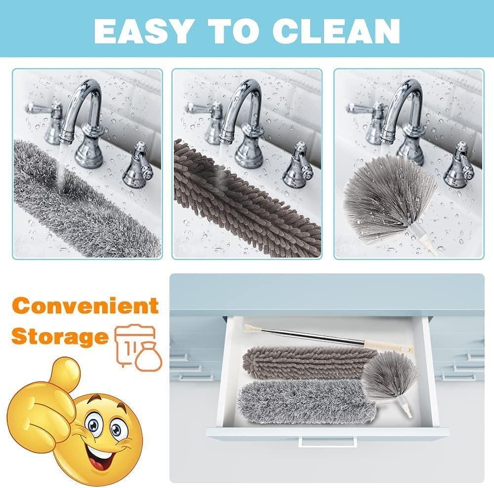 Fulminare 3 in 1 Microfiber Feather Duster 4PCS Mop