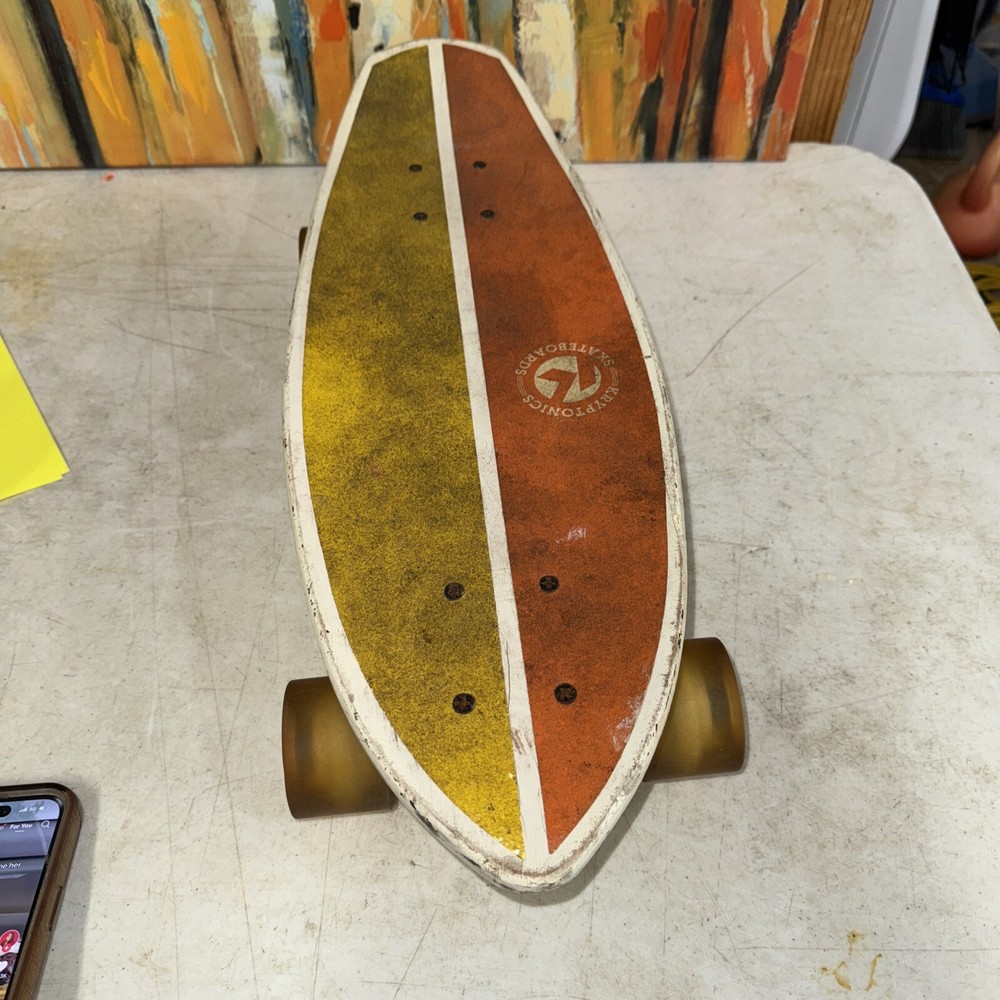 Kryptonics Mini Fat 23” Skateboard Orange Yellow Palm Tree