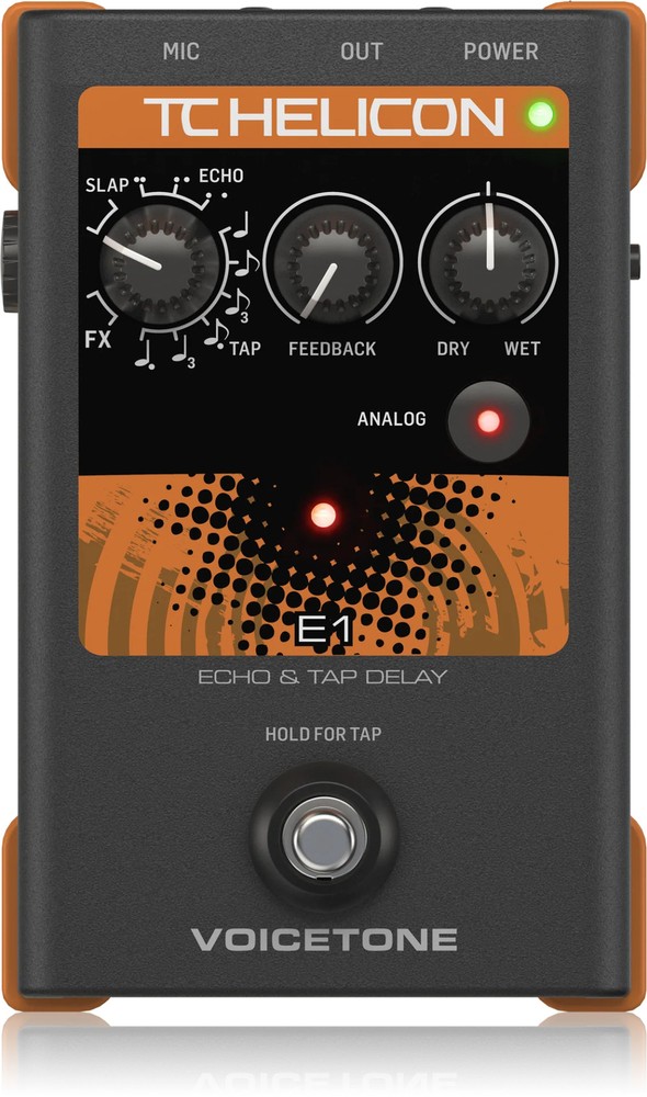 TC Helicon VoiceTone E1 Single-Button Stompbox Pedal for Vocal Echo Effects