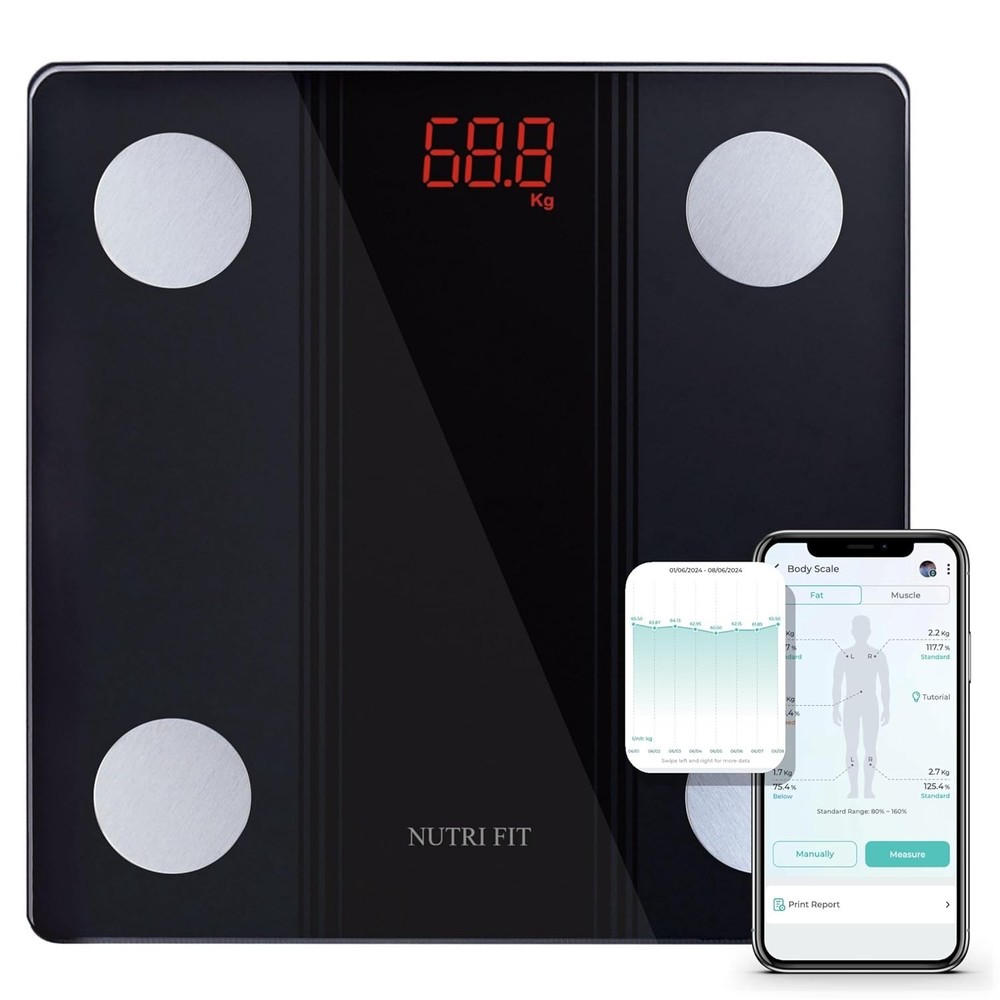 High Precision Bluetooth Scale: Body Fat, BMI & Health Tracker - 330lbs Capacity