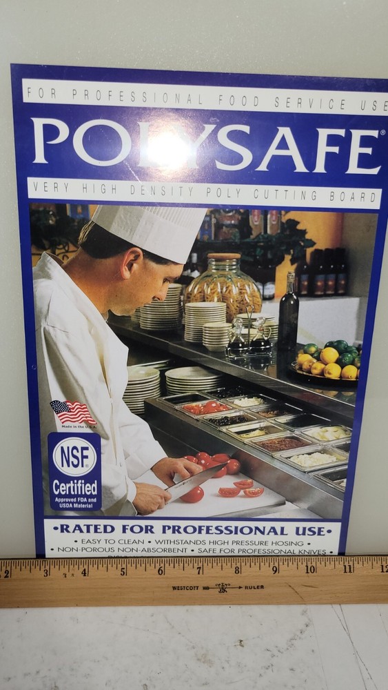 NSF Polysafe Cutting Board with Handle, 14 by 17 Inches, White