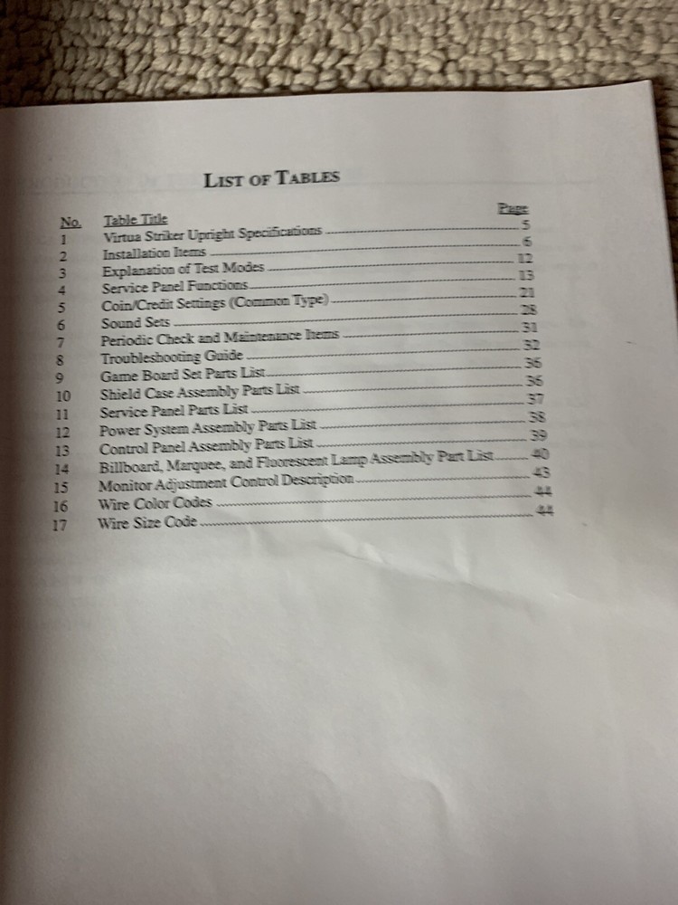 VIRTUA Striker SEGA arcade video game owners manual