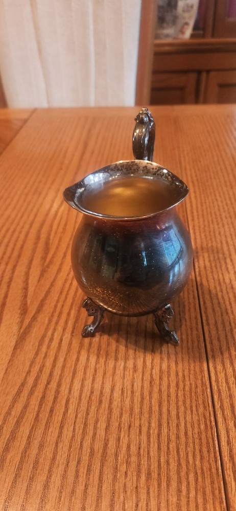 Vintage Silver Over Copper Creamer & Sugar Bowl Set