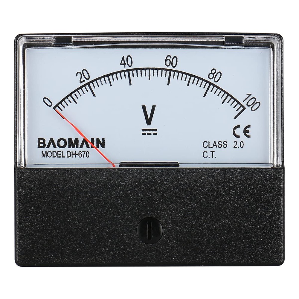 Baomain Voltmeter DH-670 DC 0-100V Rectangular Class 2.0 Analog Panel Volt...