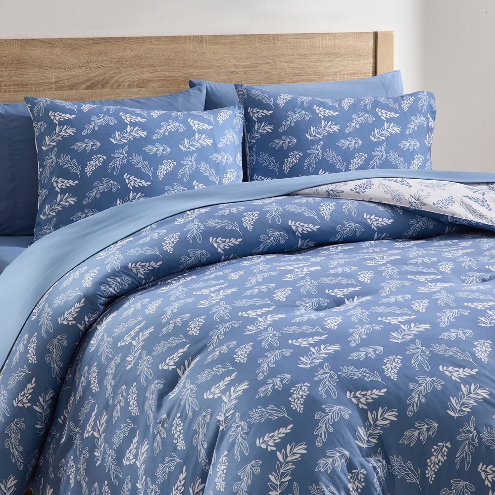 7Pc Botanical Comforter Set with Sheets, Soft Breathable Lightweight Bedding Bag