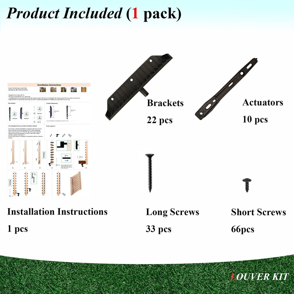 Louver Bracket Kit Deck Sunblind System Shutter Hardware Black Up to 11 Boards