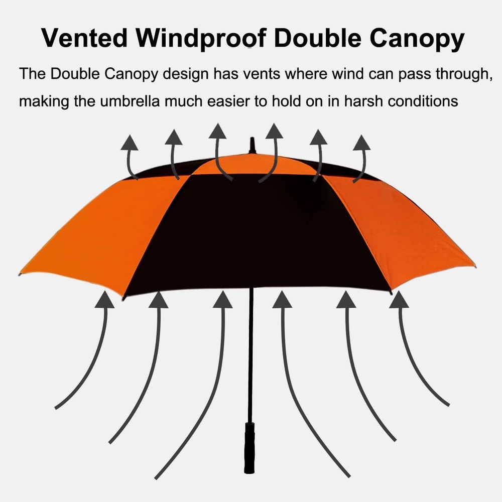 Best Vented Golf Umbrella 54/62/68 Inch Automatic Extra Large Windproof Oversize