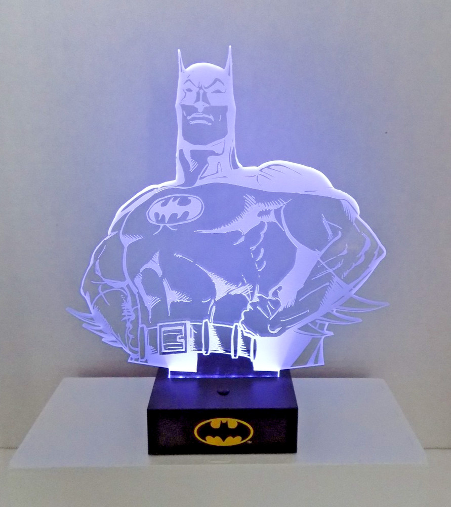 DC Comics Acrylic 3D Dark Knight Batman Accent Edge Night Light w LED Base 2 PCS