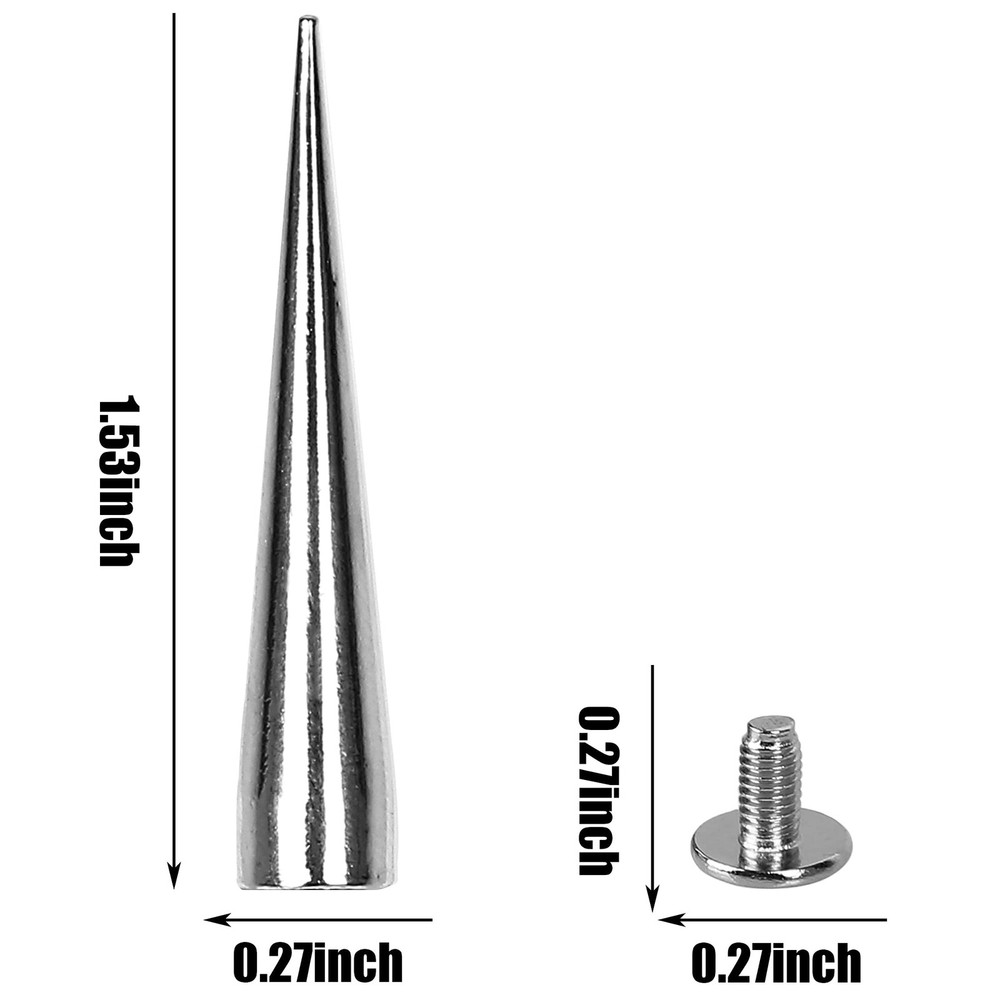 30PCS Silver Cone Spike Studs for Leather Craft, Punk Style Rivets