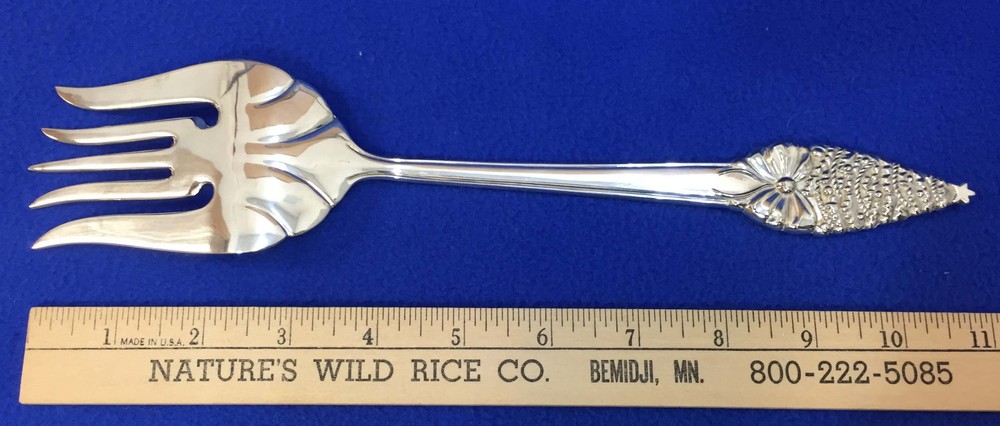 Meat Fork Silverplate Christmas Tree Handle Design Large Serving Holidays