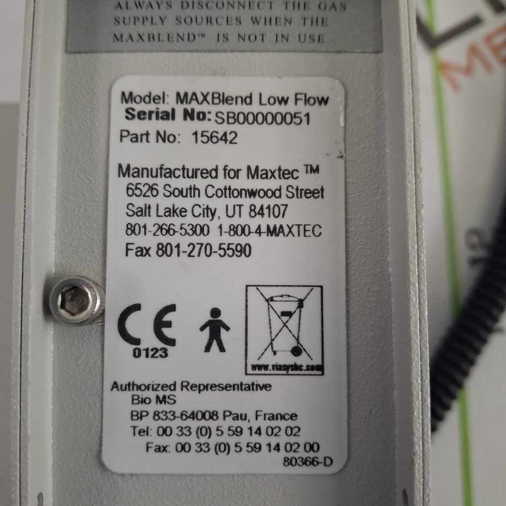 Maxtec, Inc. MAXBlend Low Flow Air/Oxygen Blender