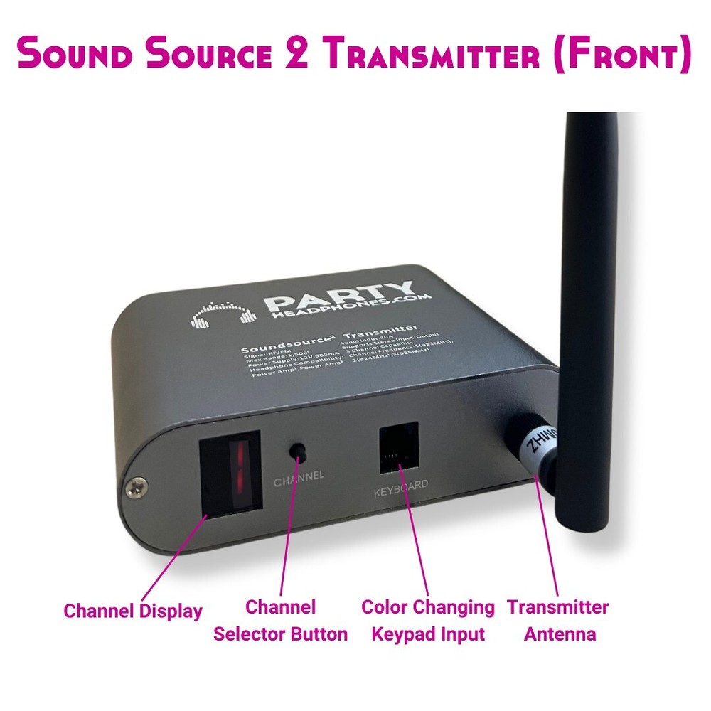 Silent Disco Transmitter | Party Headphones | RF | A/C Powered | 1500ft Range
