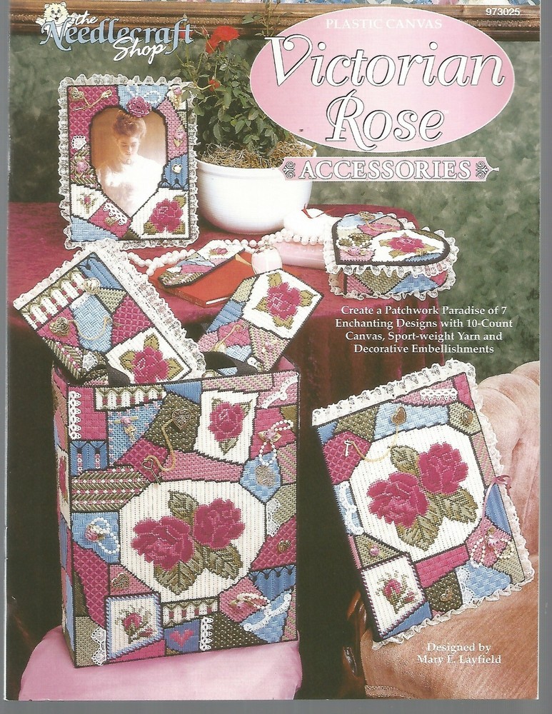 Plastic Canvas Patterns Victorian Rose Box Frame Tote Bookmark Glasses Case D49