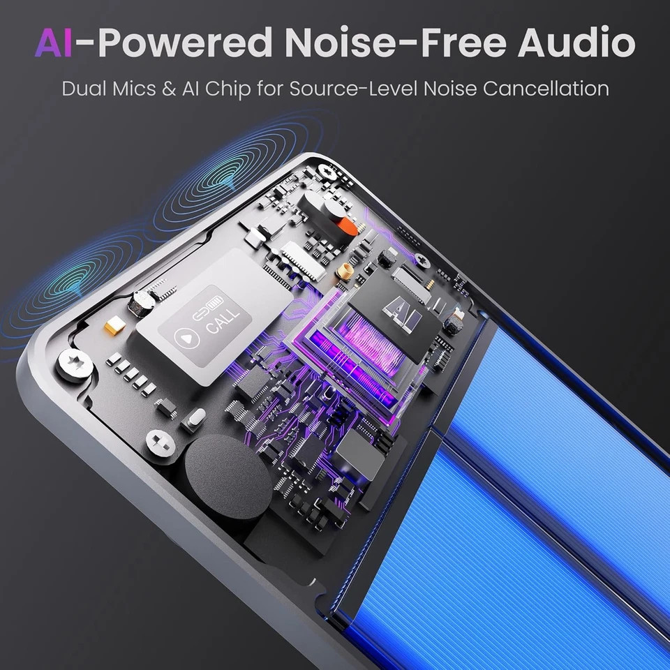GENERIC AI VOICE RECORDER 64GB MEMORY APP CONTROL AUDIO RECORDER - GRAY