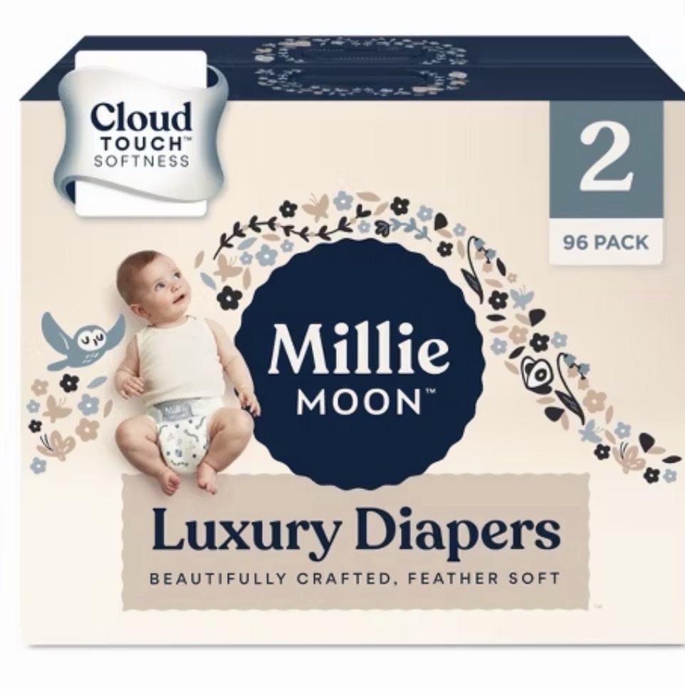 New All Natural Millie Moon Disposable Diapers  Size 2 96 Pack