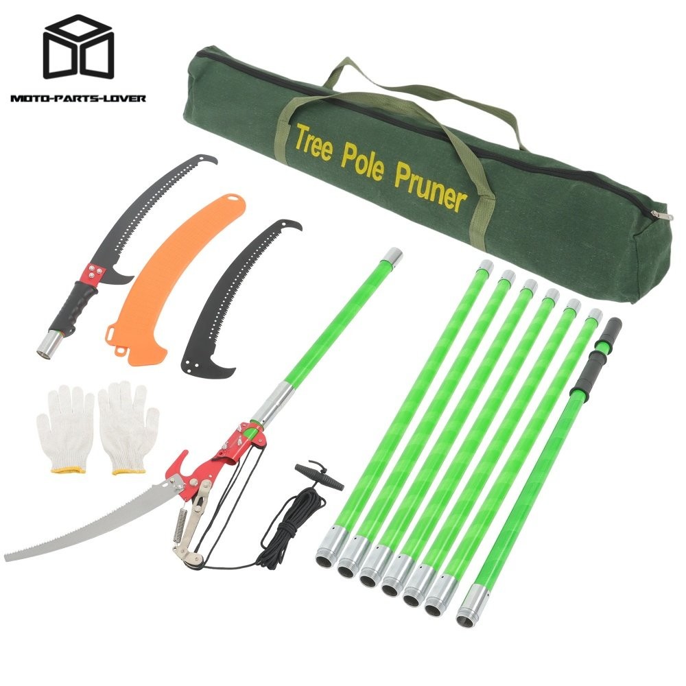 Tree Pole Pruner Manual Branches Trimmer Tree For Pruning Palms W/ Scissors 27FT