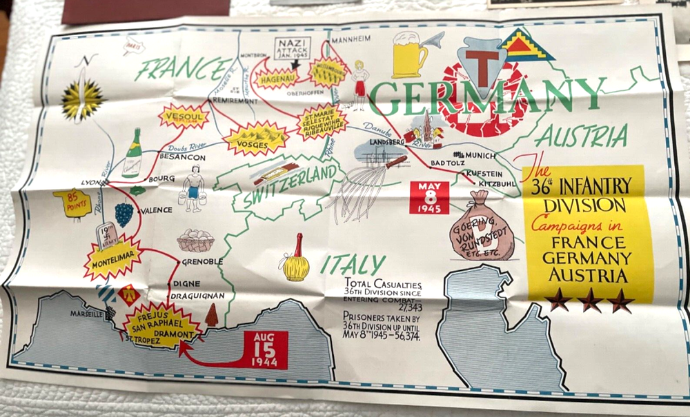 W.W. II. U.S. GI’S COLLECTION BOOKS, POSTCARDS, MAP, DOCUMENTS