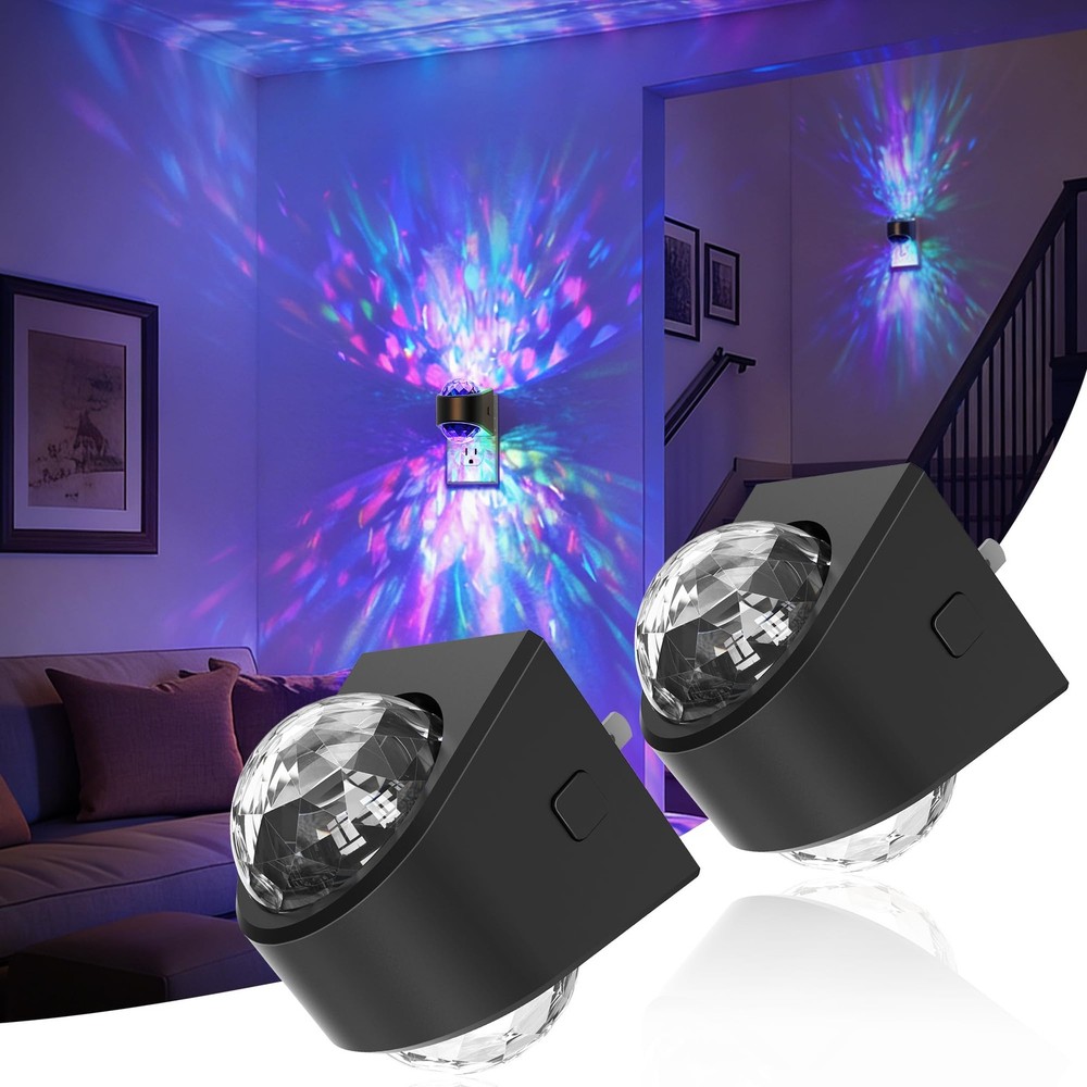 Night Lights Plug into Wall,2 Pack Star Projector RGB Night Light with 9 Colo...